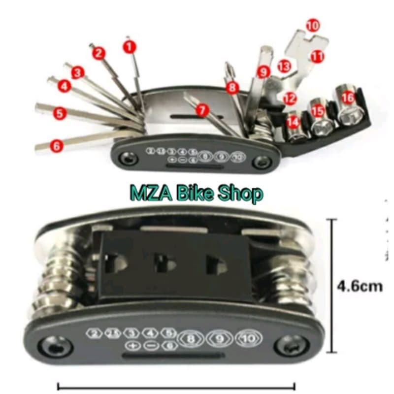 Kunci Shock Lipat Kunci Sepeda 16 pcs Tools 16in1 Kunci Obeng MINI MULTIFUNGSI