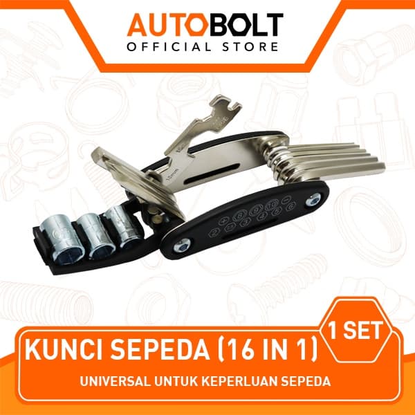 BOBASTORE Kunci Shock Lipat Kunci Sepeda 16 pcs Tools 16in1 Kunci Obeng MINI MULTIFUNGSI R1387