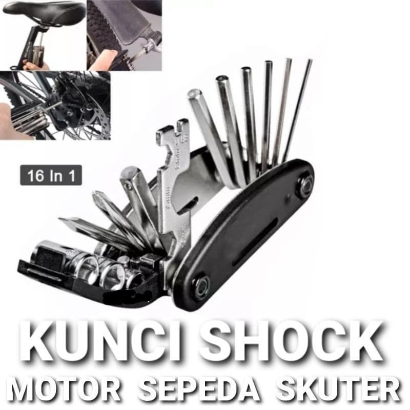 Bike Toolkit Kunci Sepeda Set 16 in 1 Obeng Kunci L Tool Kit Toolset Alat Multifungsi