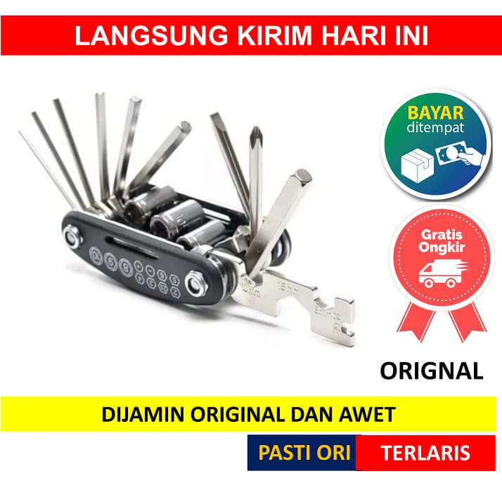 Kunci Shock Lipat Sepeda 16 In 1 Bicycle Tool Kit Toolset Alat Multifungsi Kunci Set Sepeda 16 In 1