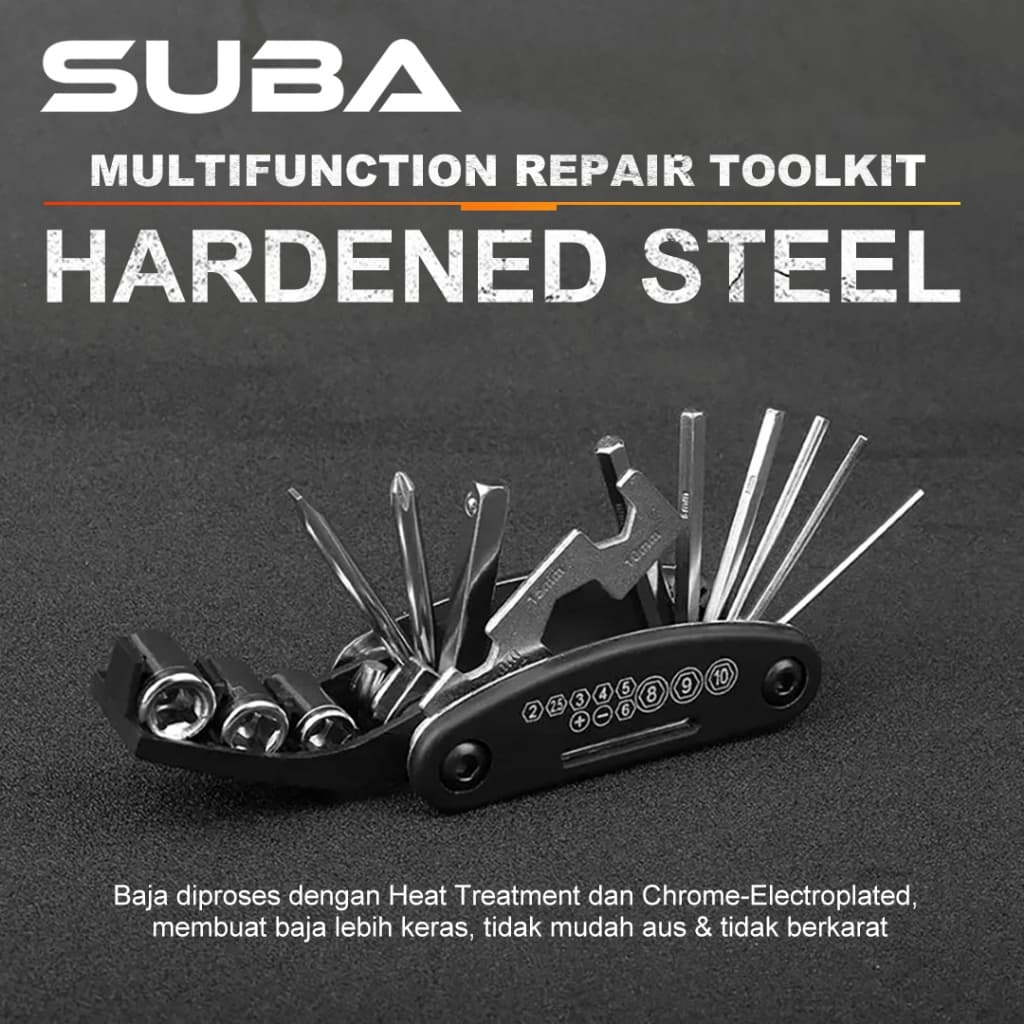 Kunci Shock Sepeda 16pcs Tools Kunci Obeng 16in1 Lipat Mini