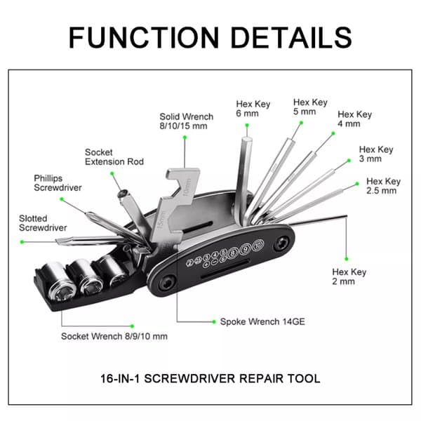 Kunci Sepeda 16 pcs Tools Kunci Obeng 16 in 1
