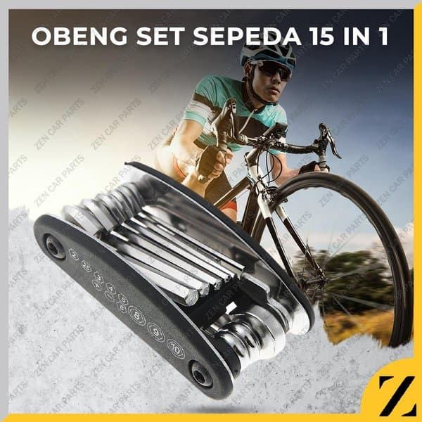 TAFFSPORT ALAT PERLENGKAPAN REPARASI SEPEDA TAMBAL BAN 16 IN 1 KUNCI LIPAT TOOLSET TOOLS TBS-16