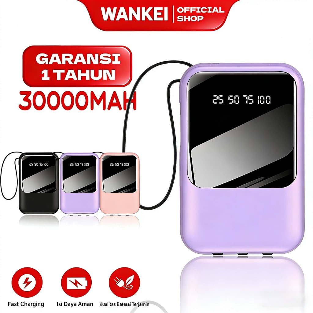 PUNING LENTIVEN PowerBank 60000mAh Fast Charging With Dual Kabel Type C Lightning Y2