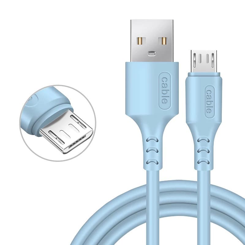 Kabel Data 2A Real Non Packing Usb Micro android 1 Meter Warna Merah Putih Biru Hitam Fast charger