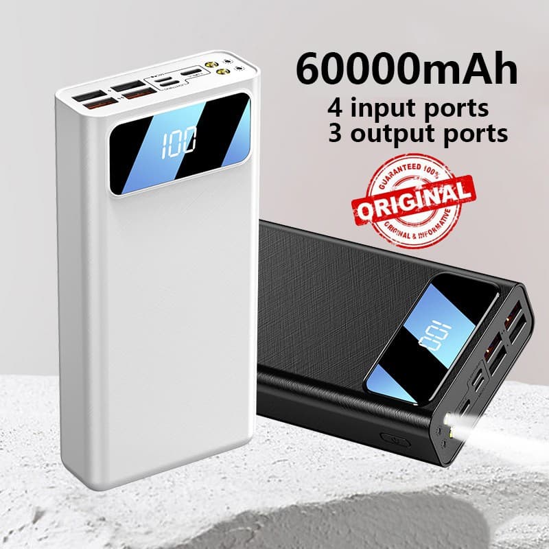 RIOGO Slim PowerBank 20000mAh Cute Mini Fast Charging With 4 Kabel Data usb Type C Micro LED senter