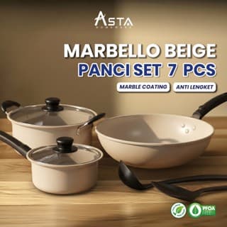 Panci Anti Lengket - Induksi Cookware - Food Grade - Set Lengkap Marbello 7 Pcs | Asta Homeware