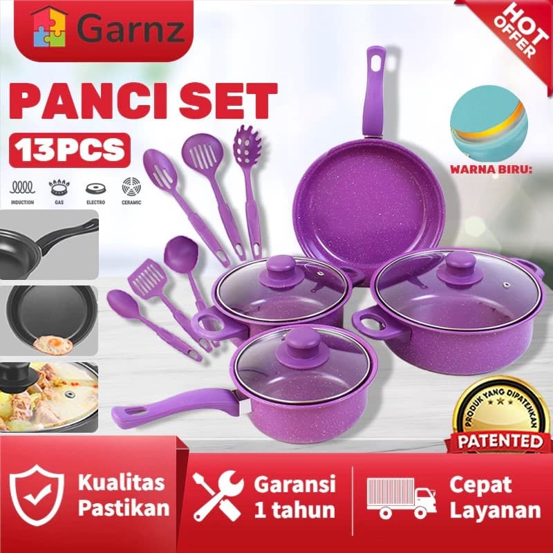 D.M PANCI STAINLESS STEEL 4 Set Panci dan Wajan Stainless Steel / Wajan Stainless 34cm Panci Sup 22cm, Panci Mie 18cm, Wajan 26cm