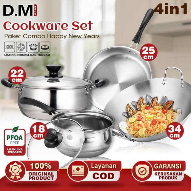 Panci Anti Lengket - Induksi Cookware - Food Grade - Set Lengkap Marbello 7 Pcs | Asta Homeware