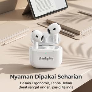 ThinkPlus Pro A5 Earphone TWS Bluetooth Mendukung iPhone & Android Earbuds HIFI Mikrofon Internal Tahan Air IPX5 Peredam Kebisingan ENC Baterai Tahan Lama Cocok untuk Game & Musik Wireless