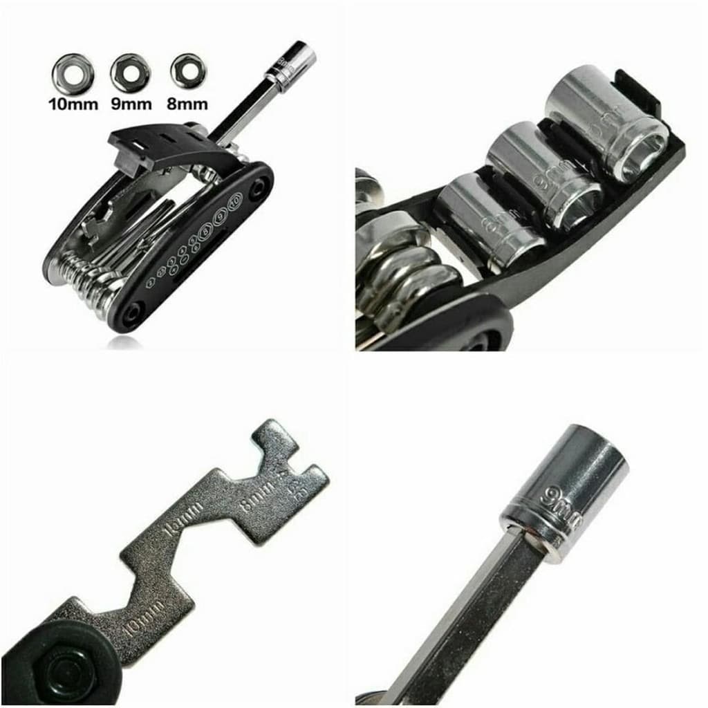 Kunci Sepeda 16-in-1 Tool Kit Lipat Baja — Perawatan Harian Sepeda & Motor