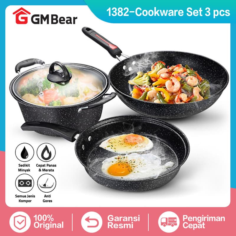 GiPP Set Peralatan Masak Keramik Anti Lengket Cookware Set 10pcs Bebas PFAS & PTFE & PFOA