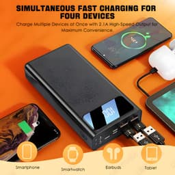 60000mAh Power Bank 4 USB Fast Charging External Battery Large Capacity Powerbank with LED