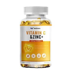 Wellness Vitamin C & Zinc Suplemen 1000mg, Meningkatkan Perbaikan Sel Menjaga Kesehatan dan Memutihkan Kulit